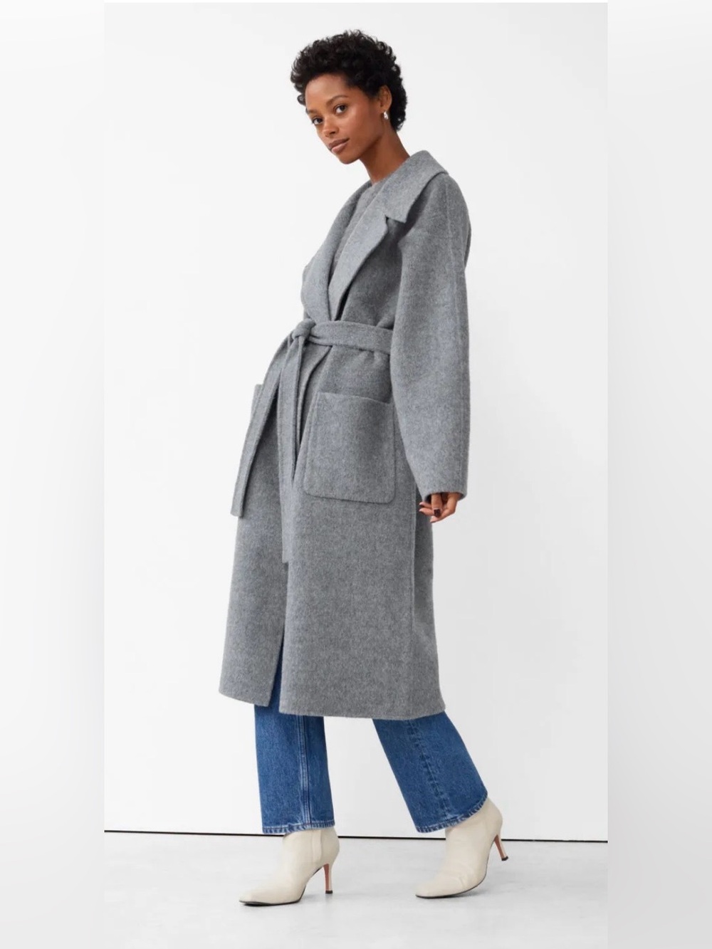 Oversized Belted Wool-Blend Coat